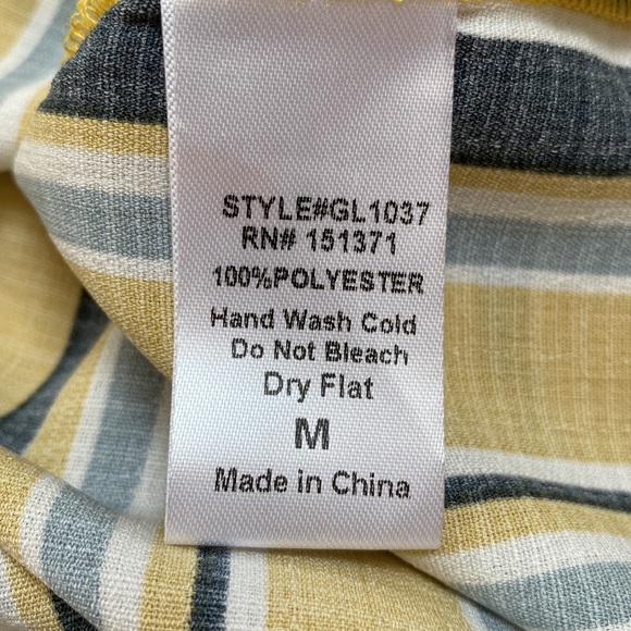 Lara Fashion Striped Linen-Look Top 💗 Gold Navy & White - Picture 13 of 13